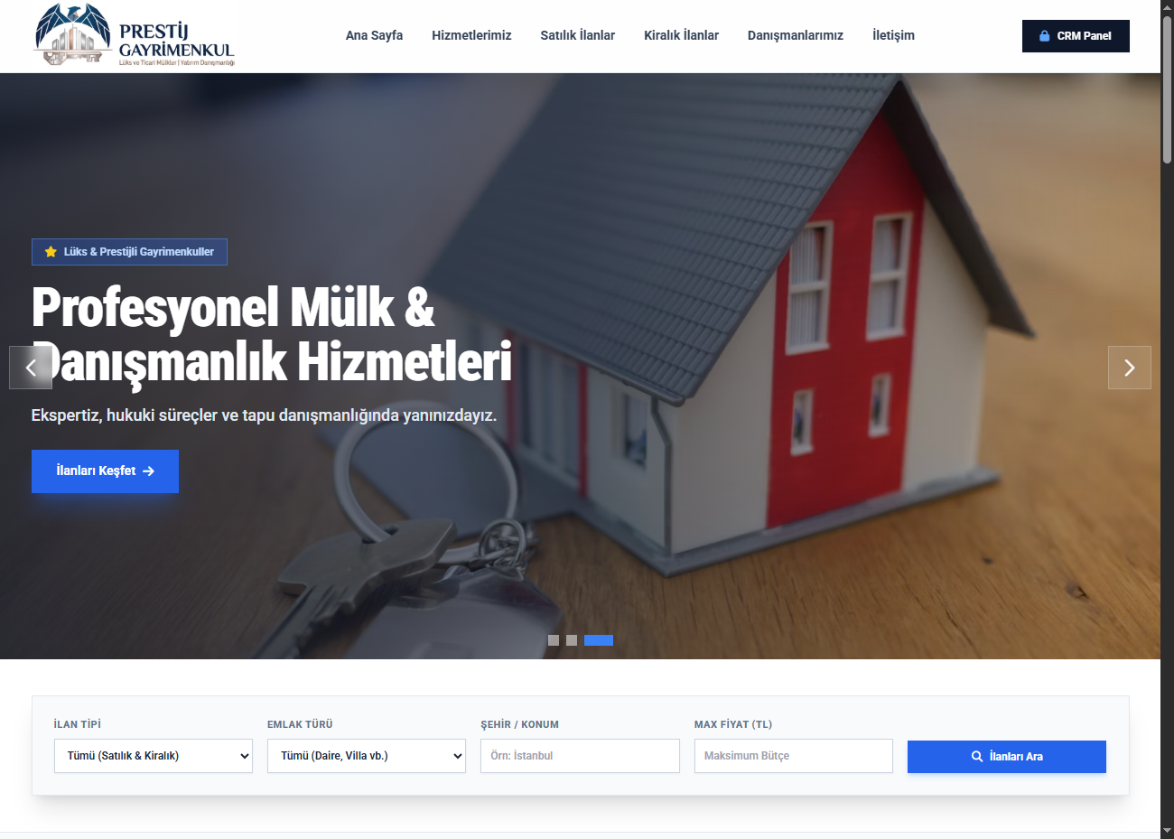 Web Sitesi & CRM Projesi Ekran Görüntüsü 1