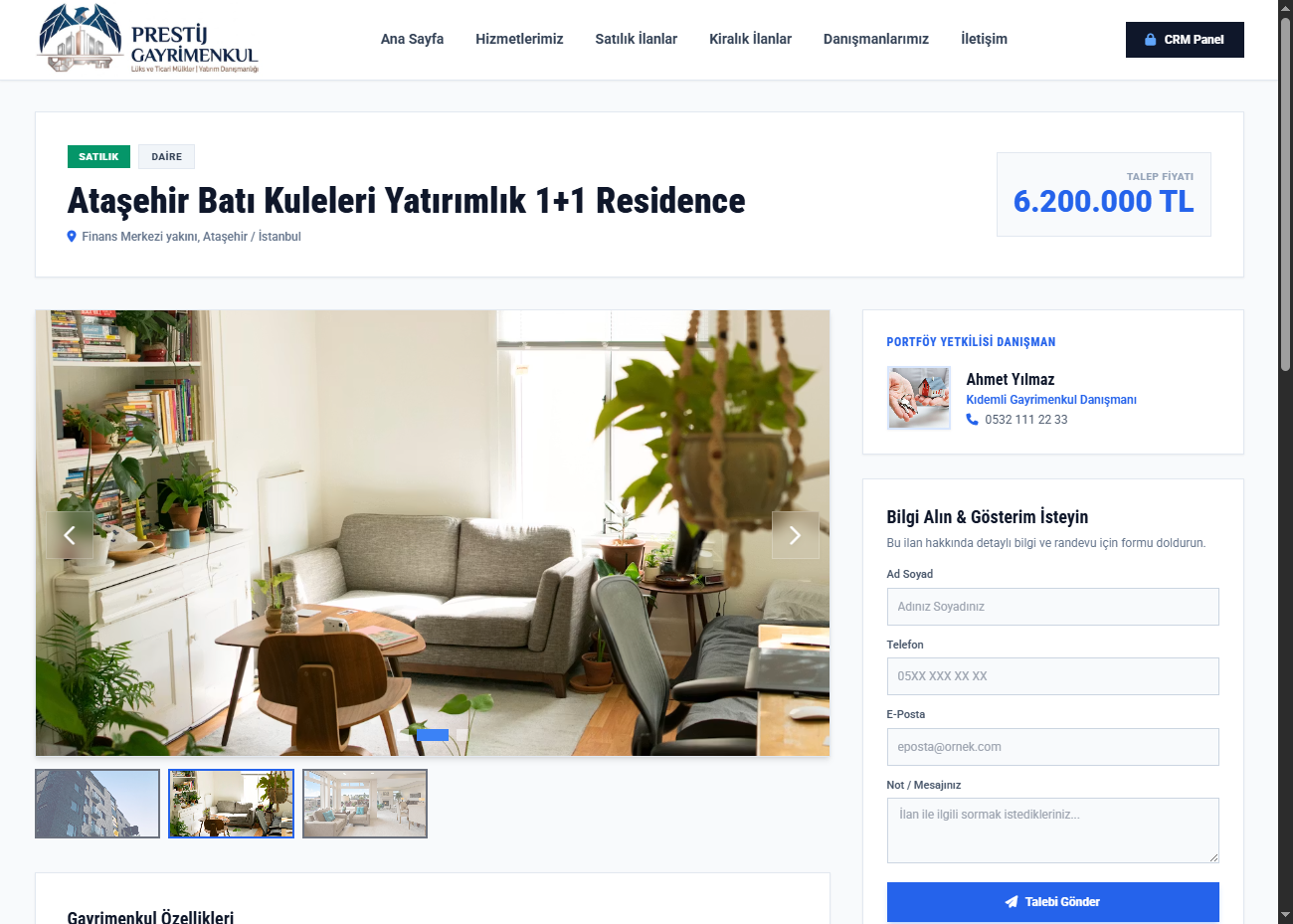 Web Sitesi & CRM Projesi Ekran Görüntüsü 2
